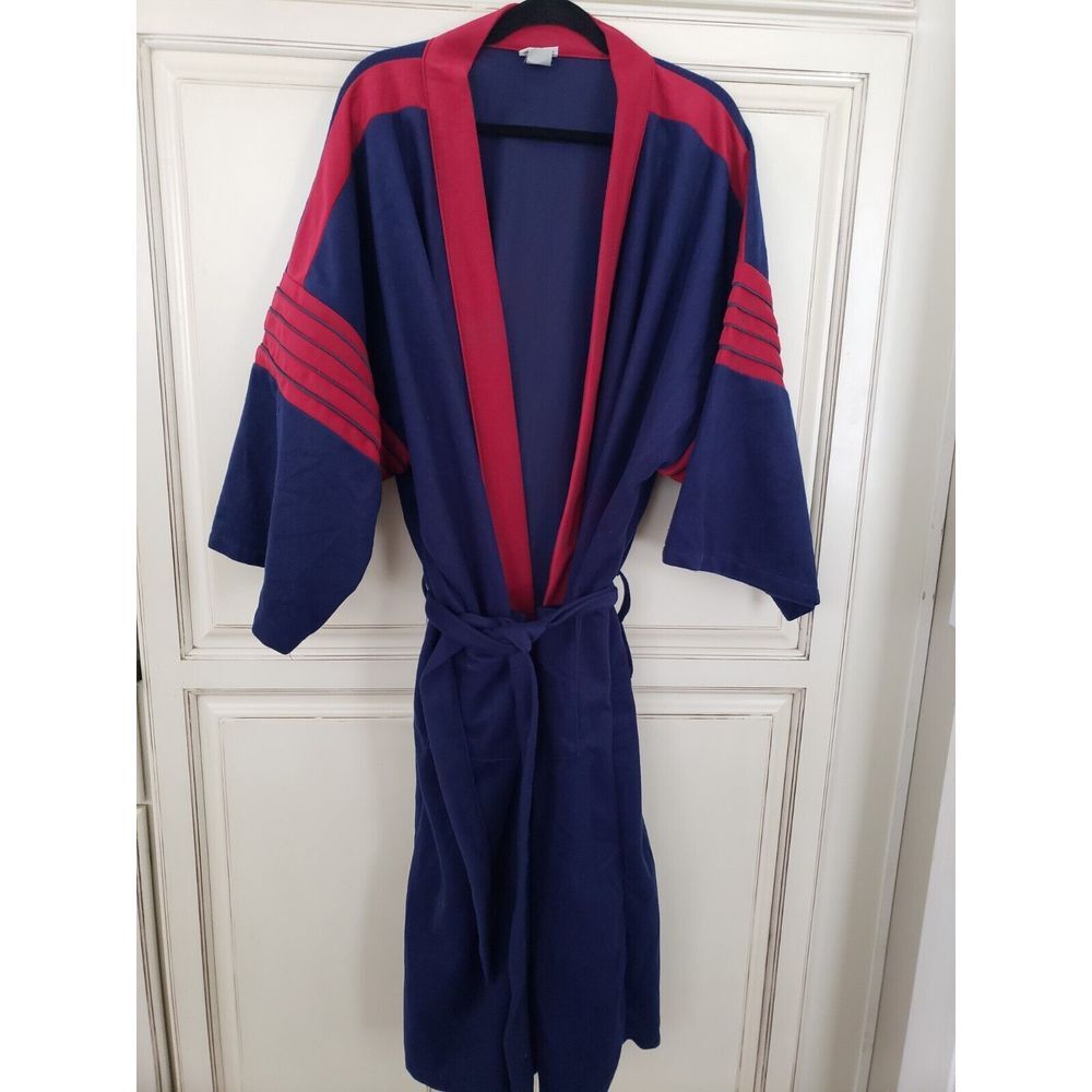 Men's Saddlebrook Robe Open Front L/xl‎ One Size Burgundy Blue
